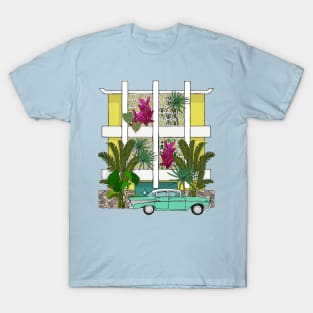 Mellow Yellow Breeze Block Apartments with Plants T-Shirt